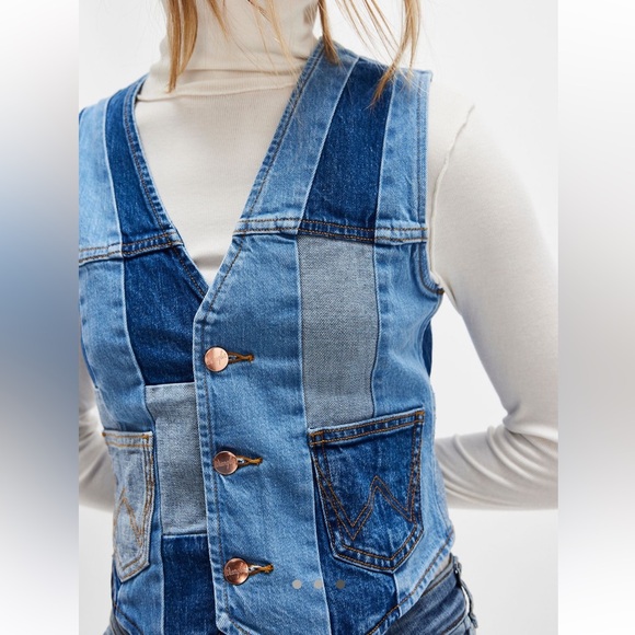 Free people wrangler x Lainey wilson patchwork denim vest - Picture 2 of 3